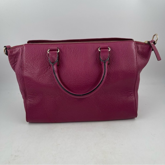 Kate Spade Magenta Pebbled Leather Zip Pocket Satchel Shoulder Bag - Picture 2 of 16